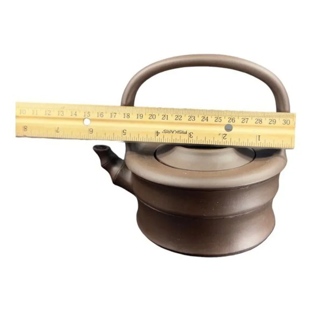 Yixing Zisha Clay‎ Handmade Ceramic Pottery Teapot Carafe W Handle Artist Marked